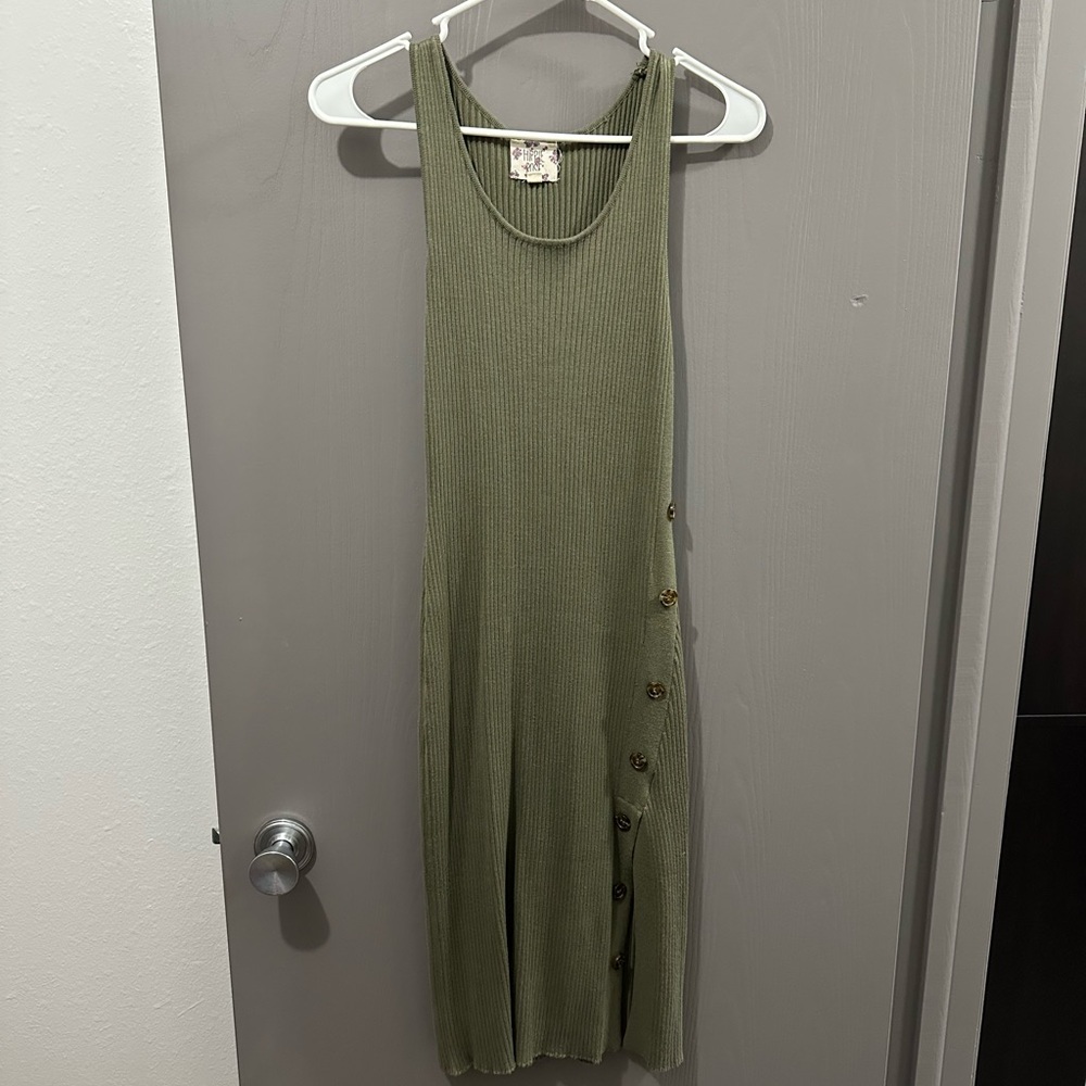 Hippie Rose Olive Green Ribbed Knit Top